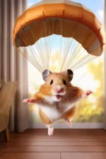 Hamster parachuting ai.webp